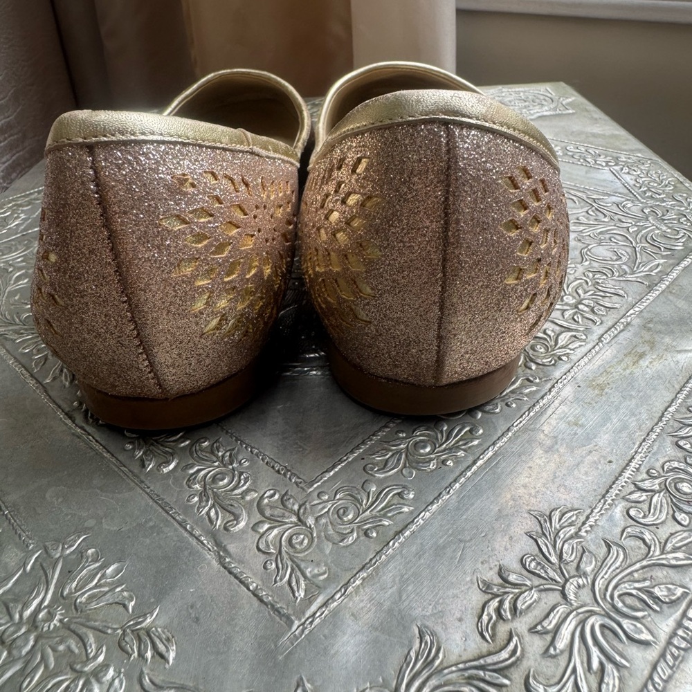 Jimmy Choo Metallic Gold Flats. - Picture 6 of 12